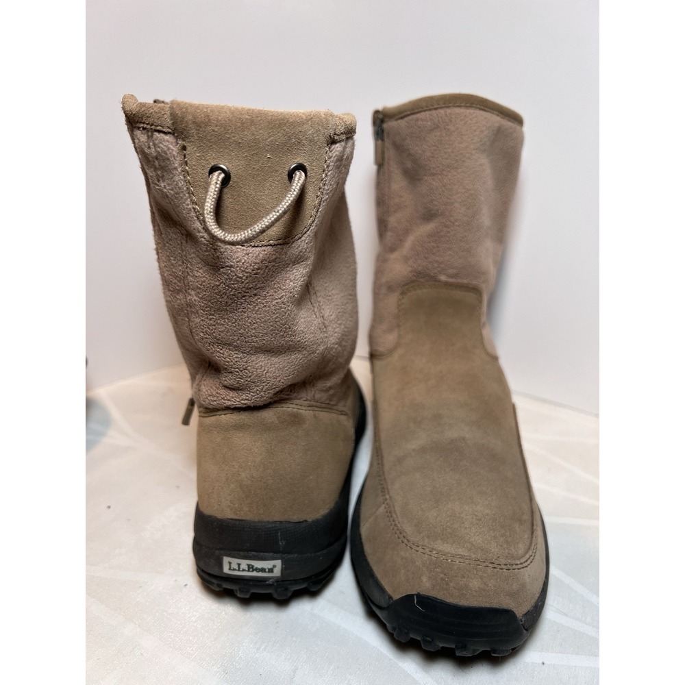 LL Bean Brown Suede Fleece Lined Zip Up Men's 9 1/2 Men's Boots Winter
